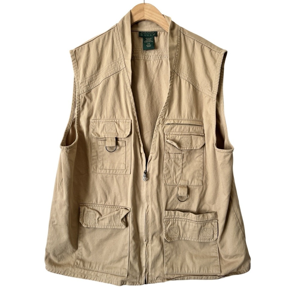 Scandinavian Woods‎ Men's Khaki Tan Hunting Fishing Cotton Vest Size Large VTG